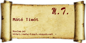 Máté Timót névjegykártya